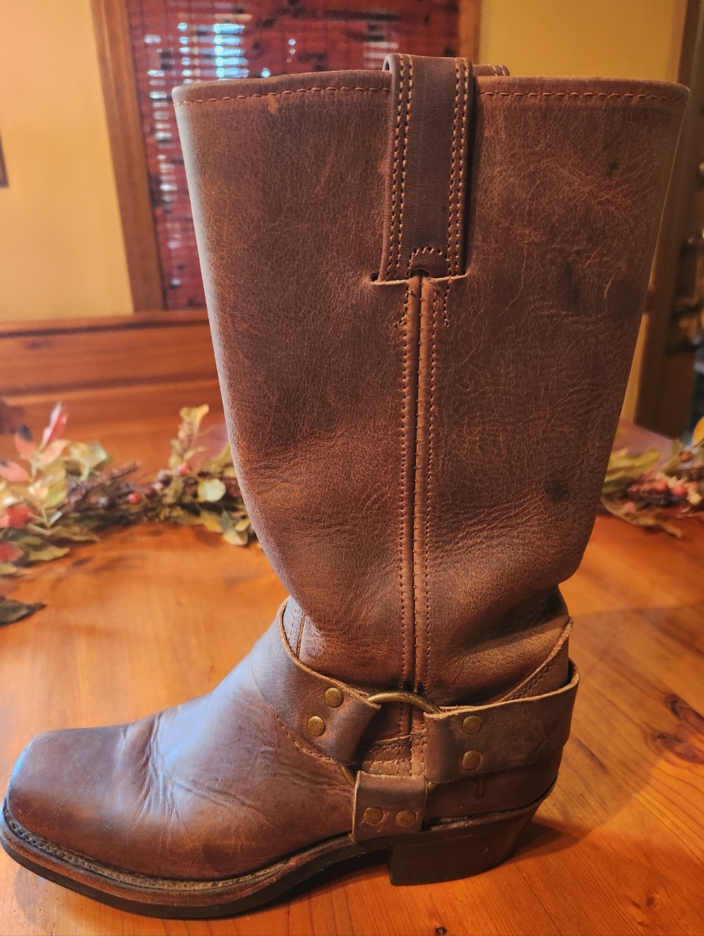 Frye Brown Leather Harness Boots - Picture 3 of 8
